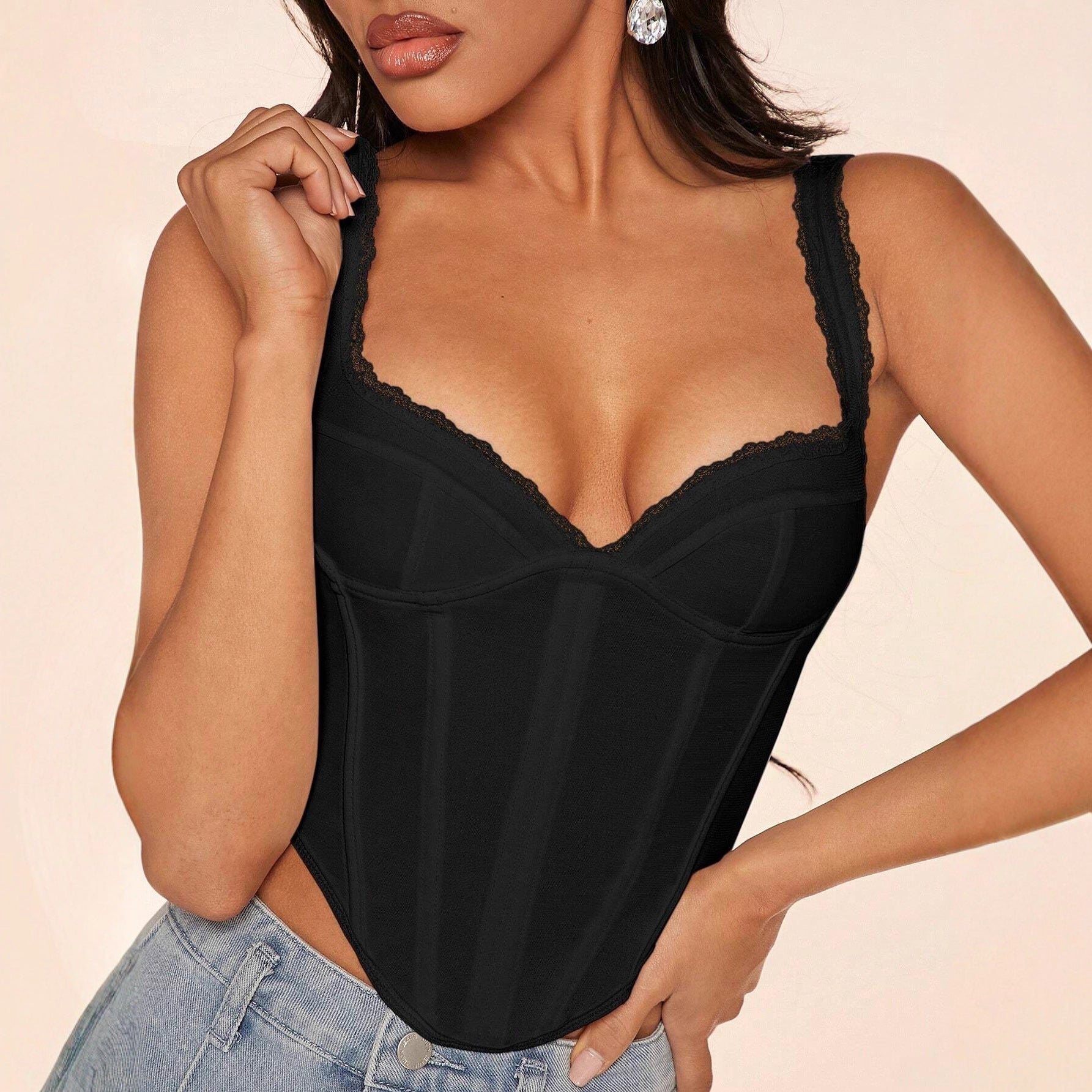 Lace Boned Corset Shapewear Bustier