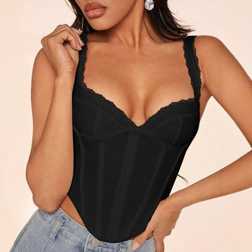Lace Boned Corset Shapewear Bustier