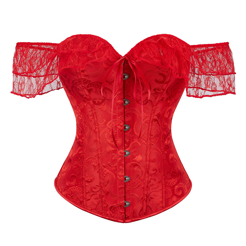 Vintage Lace Boned Corset Top – Off Shoulder Bustier
